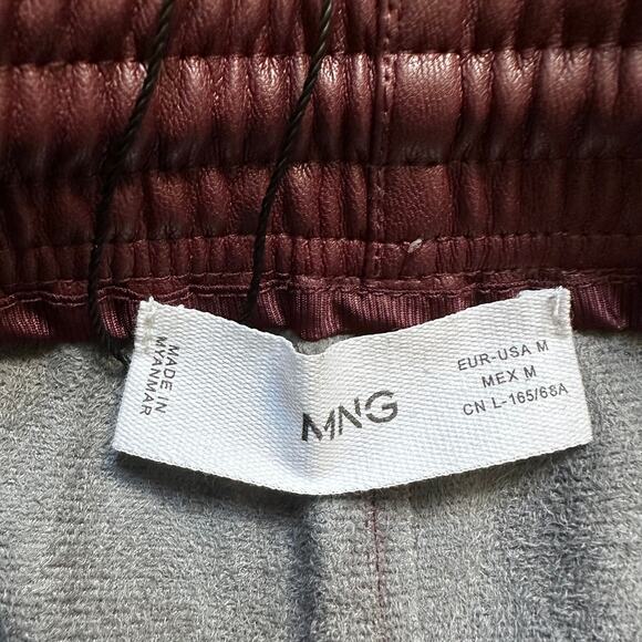 MNG Burgundy Faux Leather Drawstring Pants - Picture 4 of 8